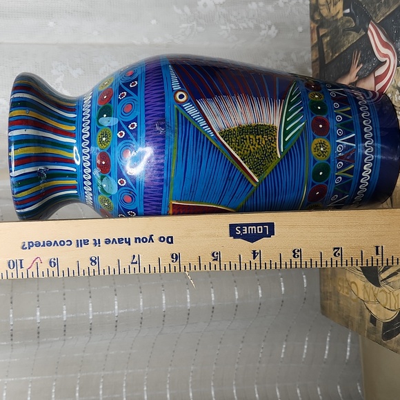 Mexican Folk Art Talavera Style Vase Feather Birds - Picture 12 of 12